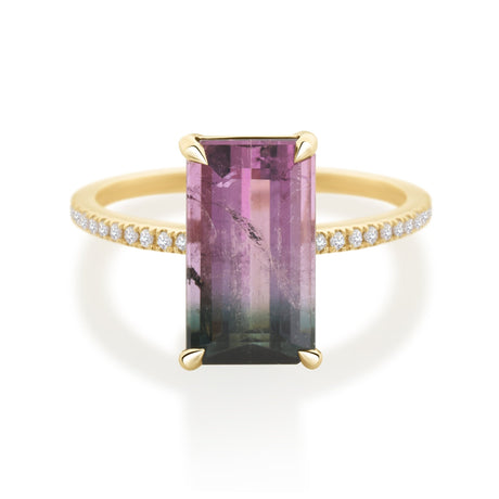 Lilac Watermelon Tourmaline Ring 18K engagement ring