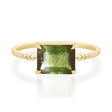 Lime Watermelon Tourmaline Petite Circle Diamond Ring 18K gold stackable ring