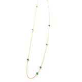 Long Emerald Dot Necklace 18k handmade fine jewelry 3