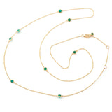 Long Emerald Dot Necklace 18k handmade fine jewelry 5