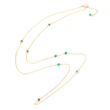 Long Emerald Dot Necklace