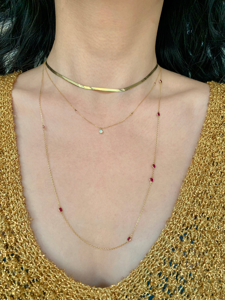 Long Ruby Dot Necklace