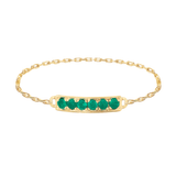Lucky Emerald Bar Chain Ring 14k gold Stackable ring