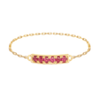 Lucky Ruby Bar Chain Ring 14k gold Stackable ring