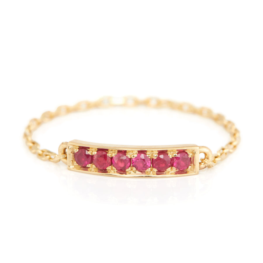 Lucky Ruby bar chain ring