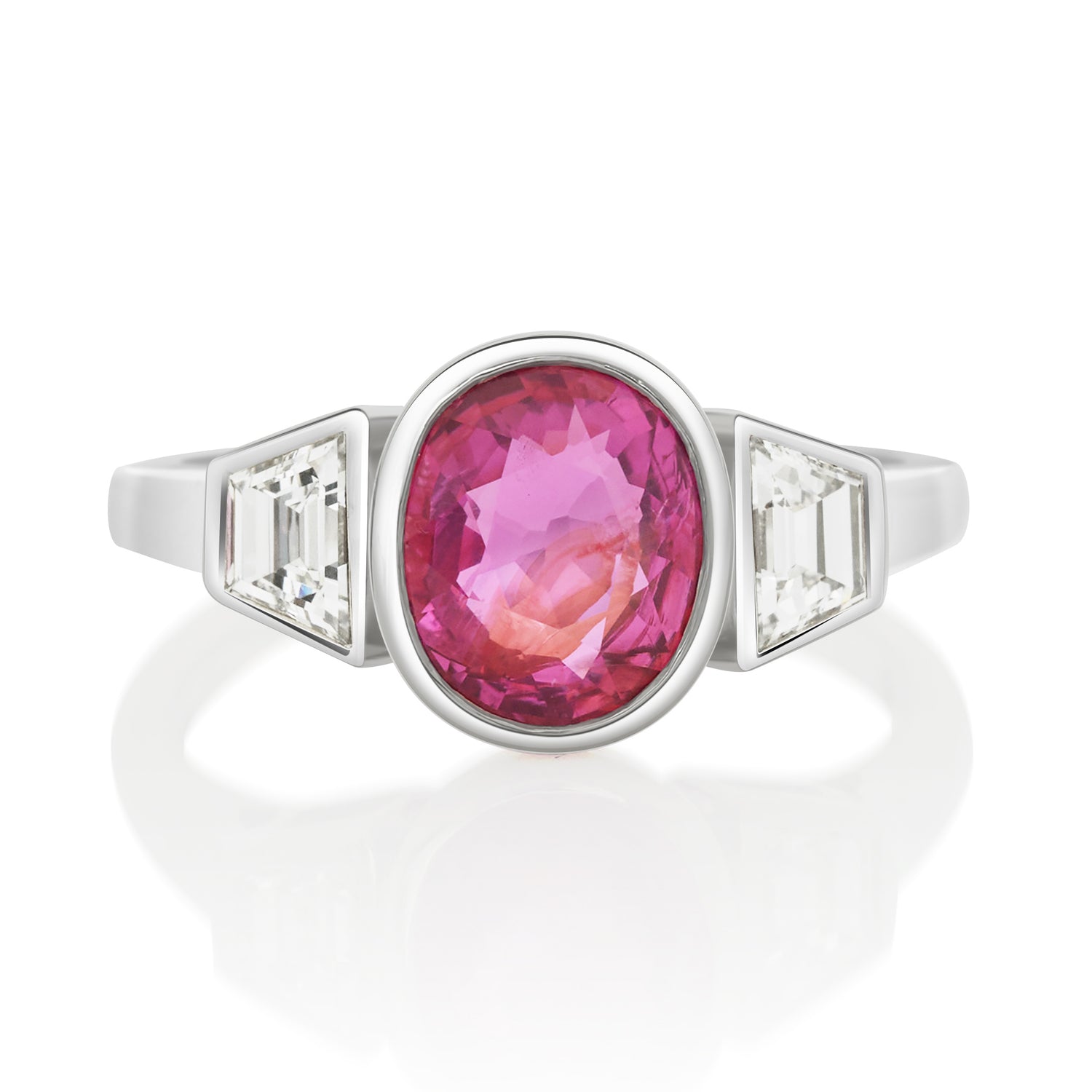 Magenta Sapphire & Diamond Everlasting Ring Platinum engagement ring 