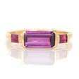 Magenta Sapphire & Ruby East West Bar Ring 18k gold Stackable ring