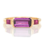 Magenta Sapphire & Ruby East West Bar Ring 18k gold Stackable ring