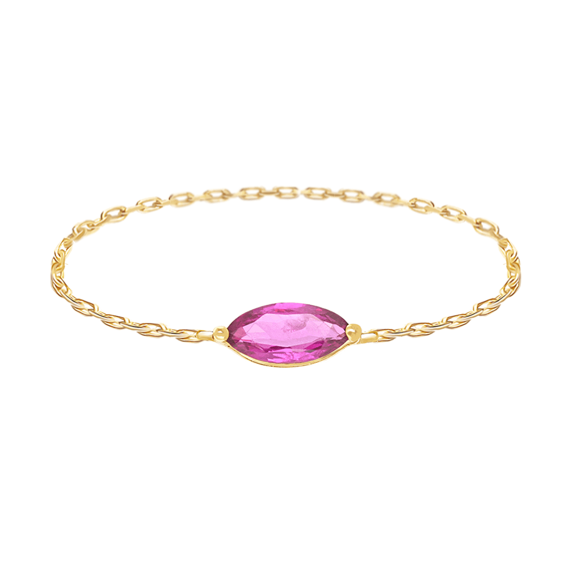 Magenta Sapphire marquise Chain Ring 14k gold Stackable ring