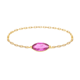 Magenta Sapphire marquise Chain Ring 14k gold Stackable ring