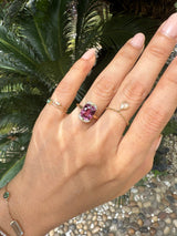 Mahenge Garnet Aurora Ring 18k gold engagement ring on model