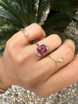 Mahenge Garnet Aurora Ring 18k gold engagement ring on model