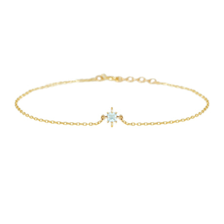 March Birthstone Aquamarine Bracelet 14k gold stackable design