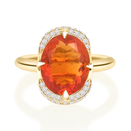 Mexican Fire Opal Aurora Ring 18K engagement ring
