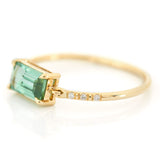 Mint Tourmaline Petite Circle Diamond Ring 18k gold stackable ring side view