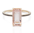 Morganite & Black Diamond Ring 18k gold stackable ring