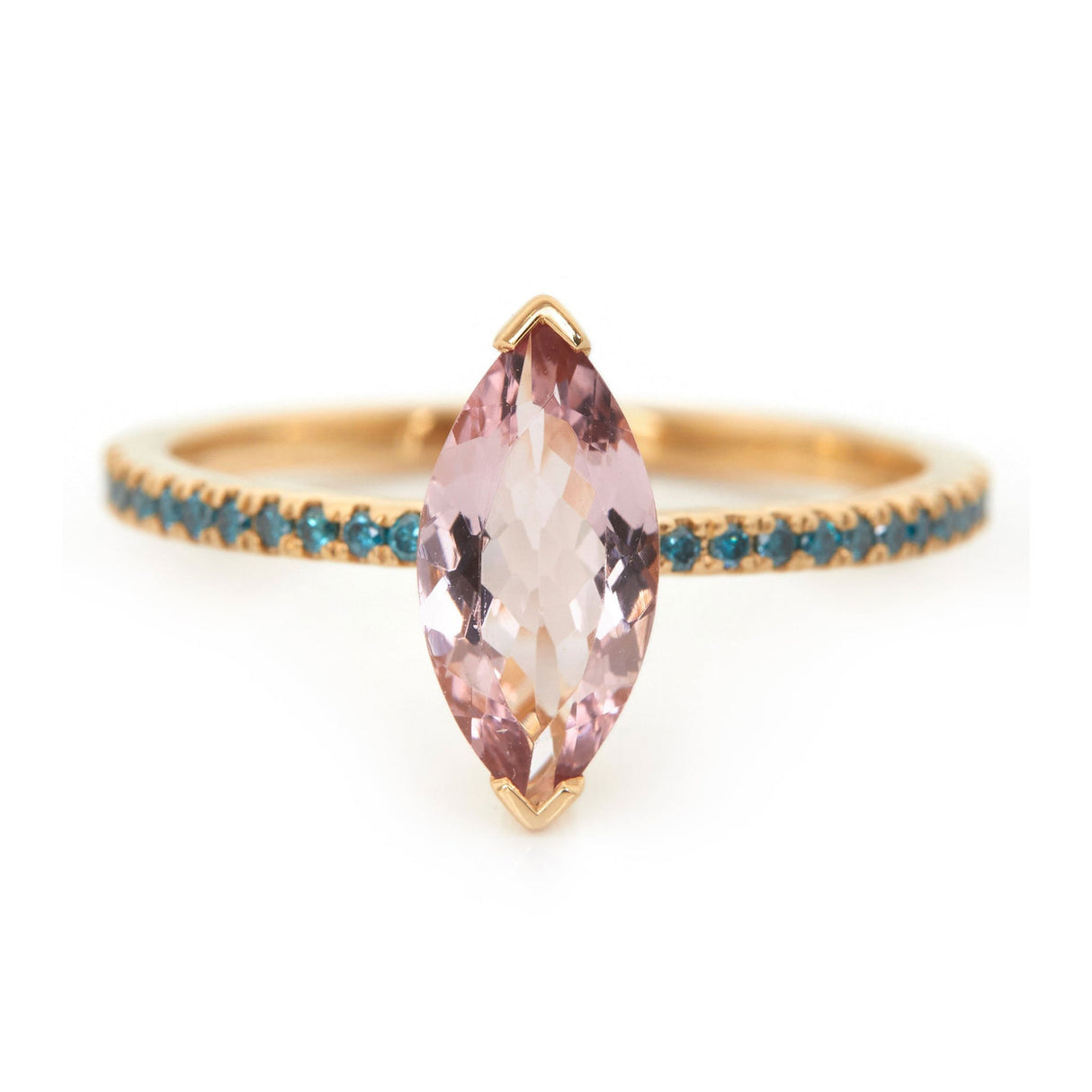 Morganite & Blue Diamond Charm Ring