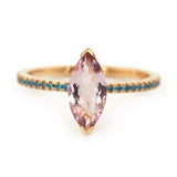 Morganite & Blue Diamond Charm Ring