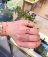 Morganite & Blue Diamond Charm Ring