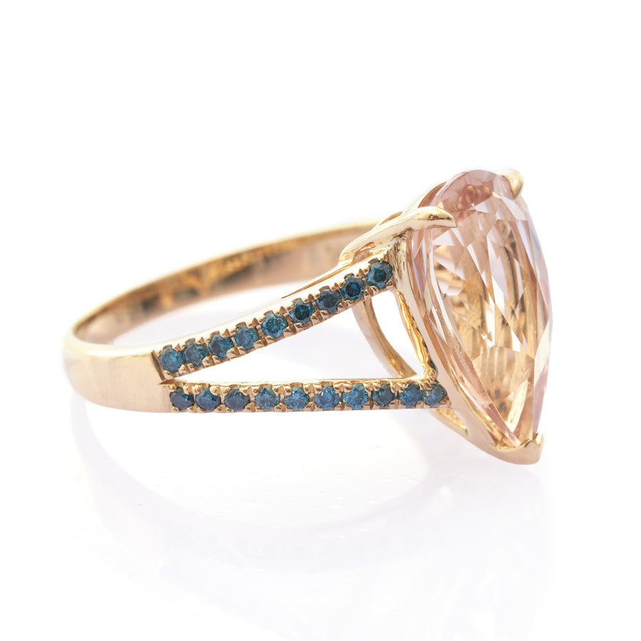 Morganite & Blue Diamond Ring