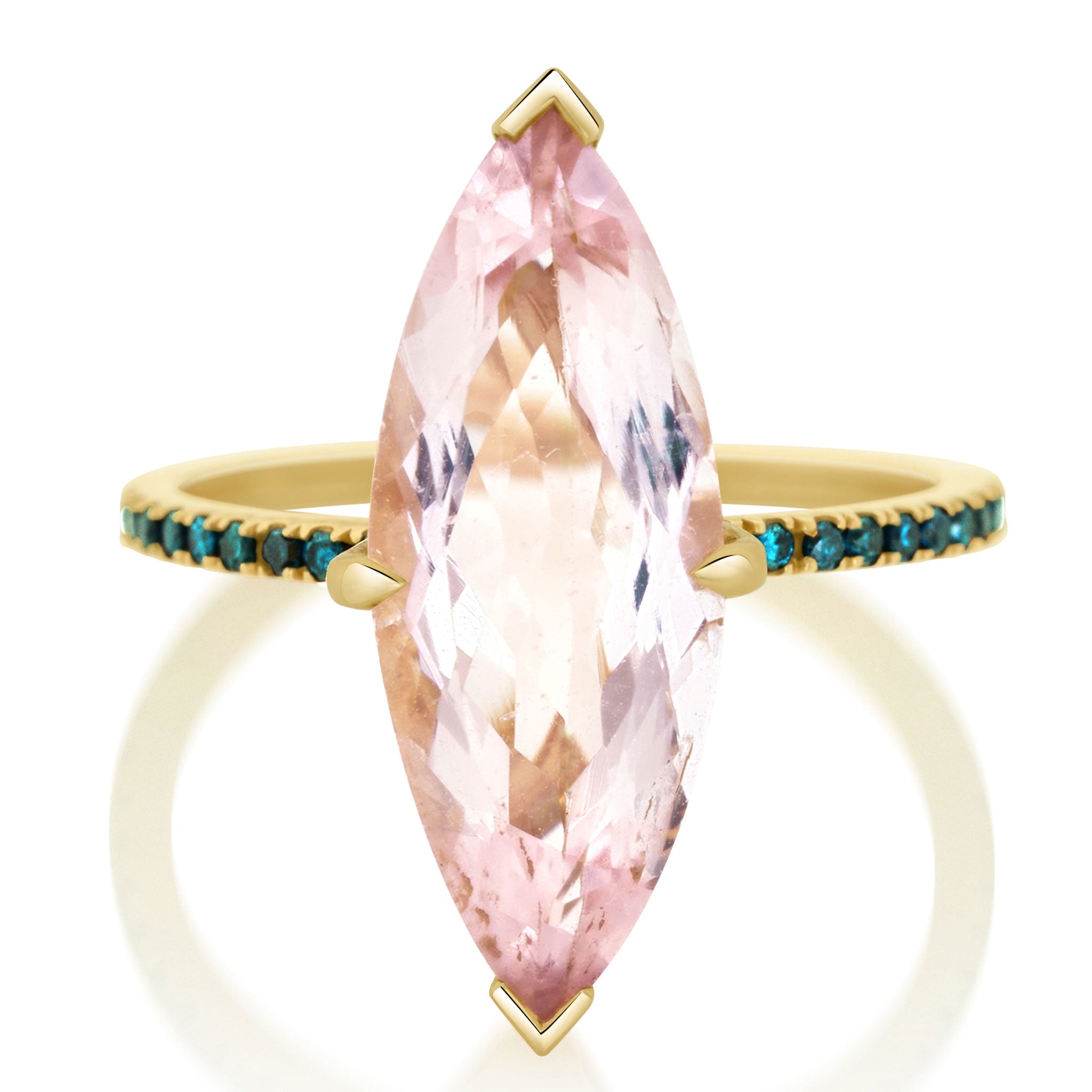Sold out☆ 新作 ☆『Morganite』☆世界でひとつの天然石リング Morganite & Blue Diamond Supreme Charm Ring – YI COLLECTION