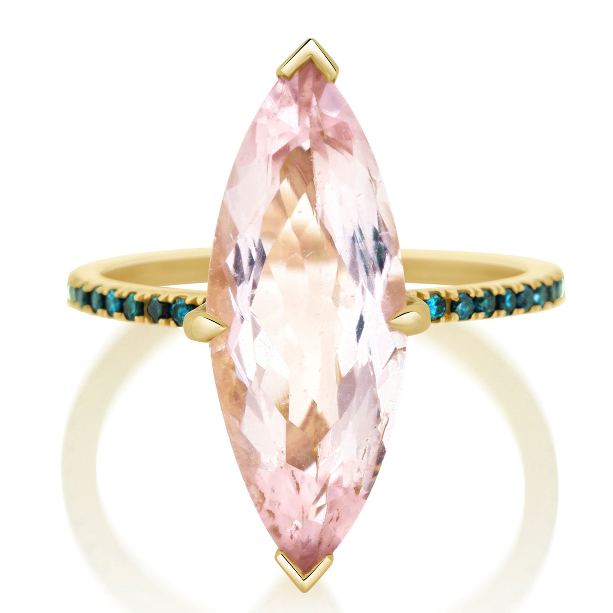 Morganite & Blue Diamond Supreme Charm Ring