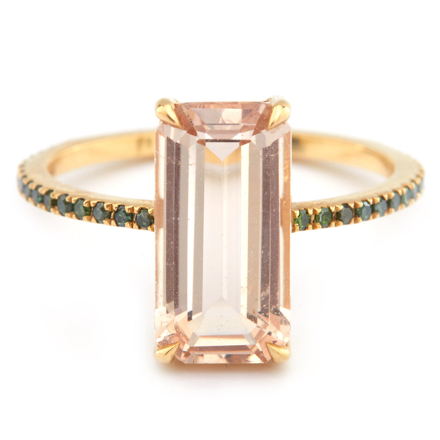Morganite & Green Diamond Ring