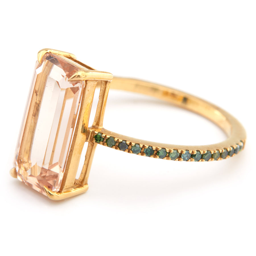Morganite & Green Diamond Ring