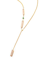 Morganite & Tsavorite Lasso Bar Necklace 18k handmade fine jewelry