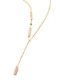 Morganite & Tsavorite Lasso Bar Necklace 18k handmade fine jewelry