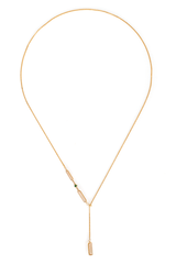 Morganite & Tsavorite Lasso Bar Necklace 18k handmade fine jewelry 4