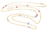 Multi Stone Candy Necklace 18k gold handmade fine jewelry