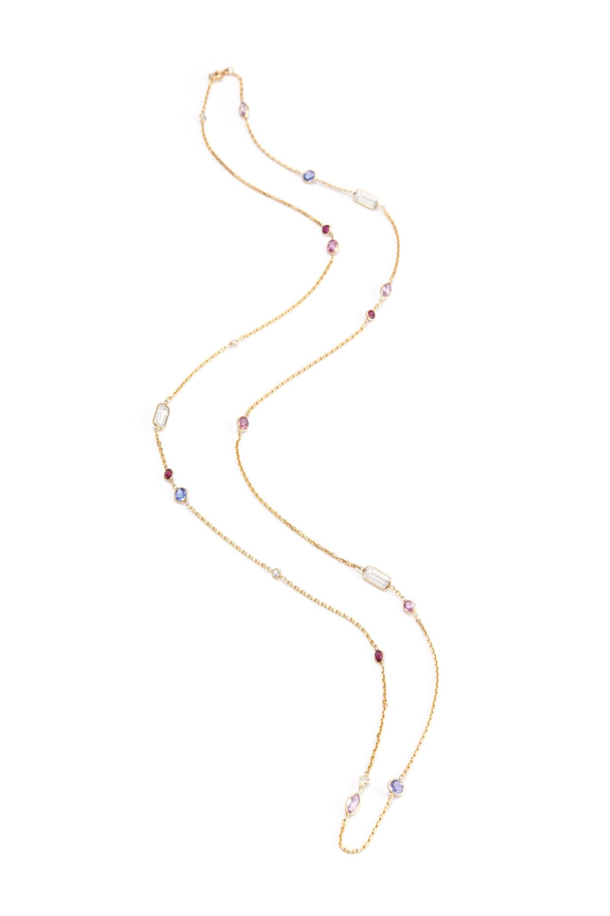 Multi Stone Candy Necklace 18k gold handmade fine jewelry 3
