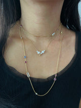 Multi Stone Candy Necklace 18k gold handmade fine jewelry on model 2