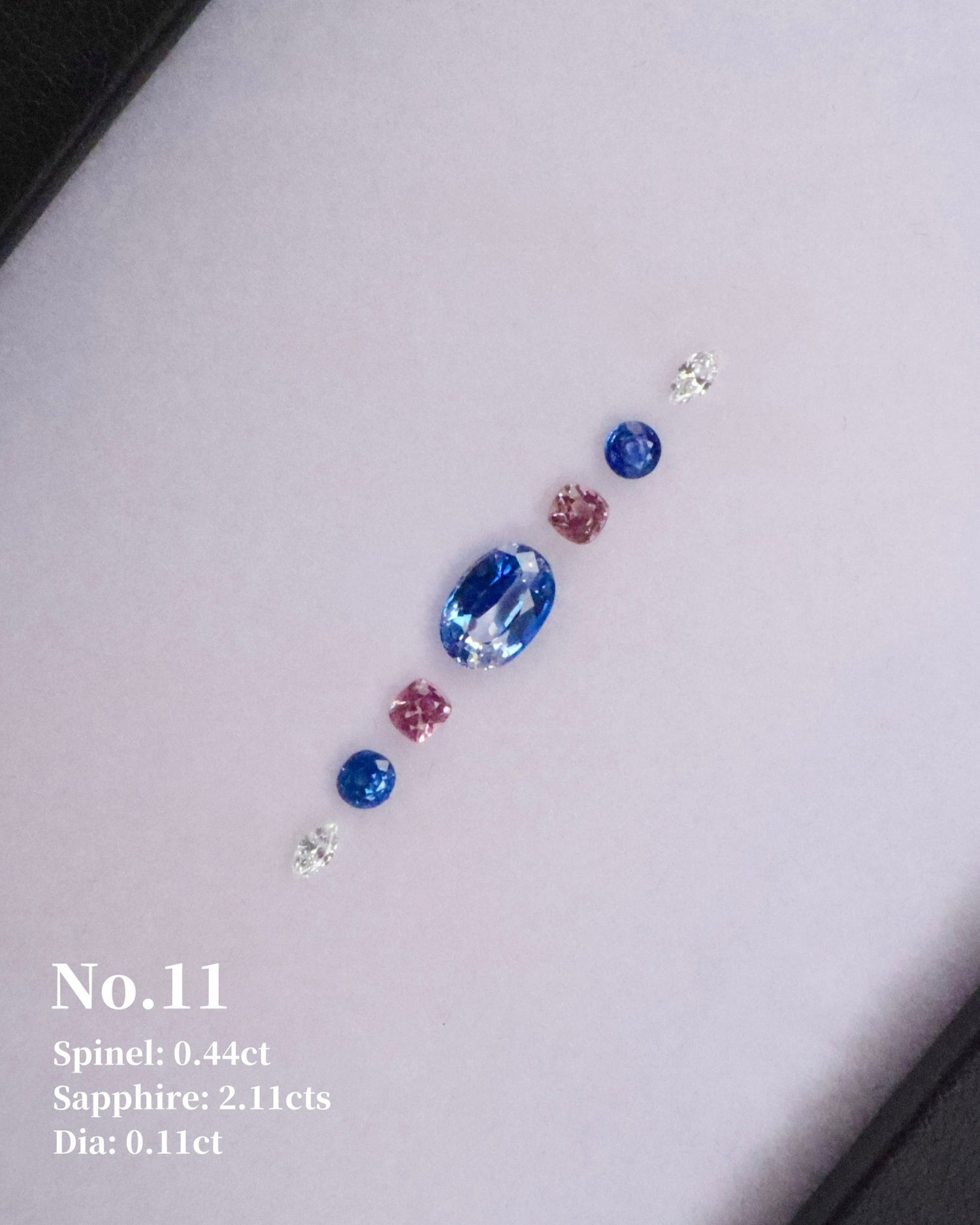 No.11 Sapphire (2.11ct) Spinel (0.44ct) & Diamond (0.11ct) Compass Bangle handmade fine jewelry