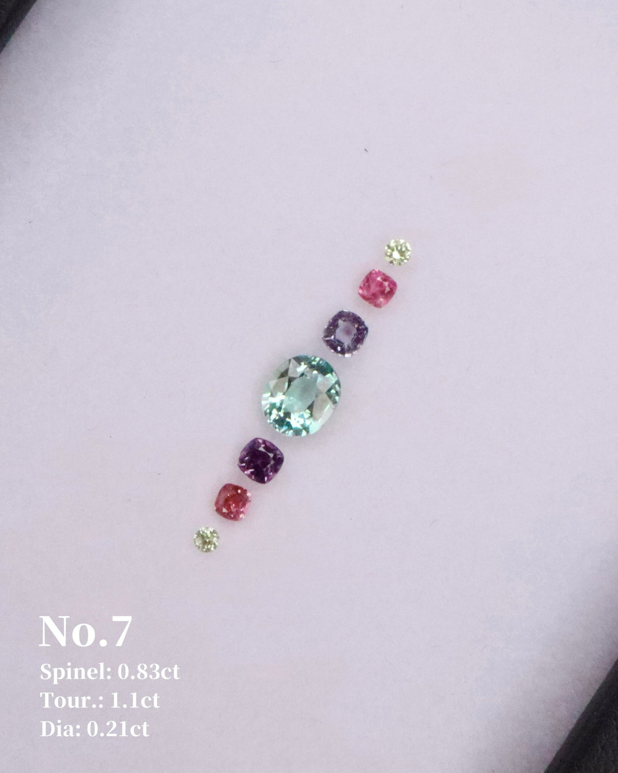 No.7 Tourmaline (1.1cts) Spinel (0.83cts) & Diamond (0.21ct) Compass Bangle handmade fine jewelry