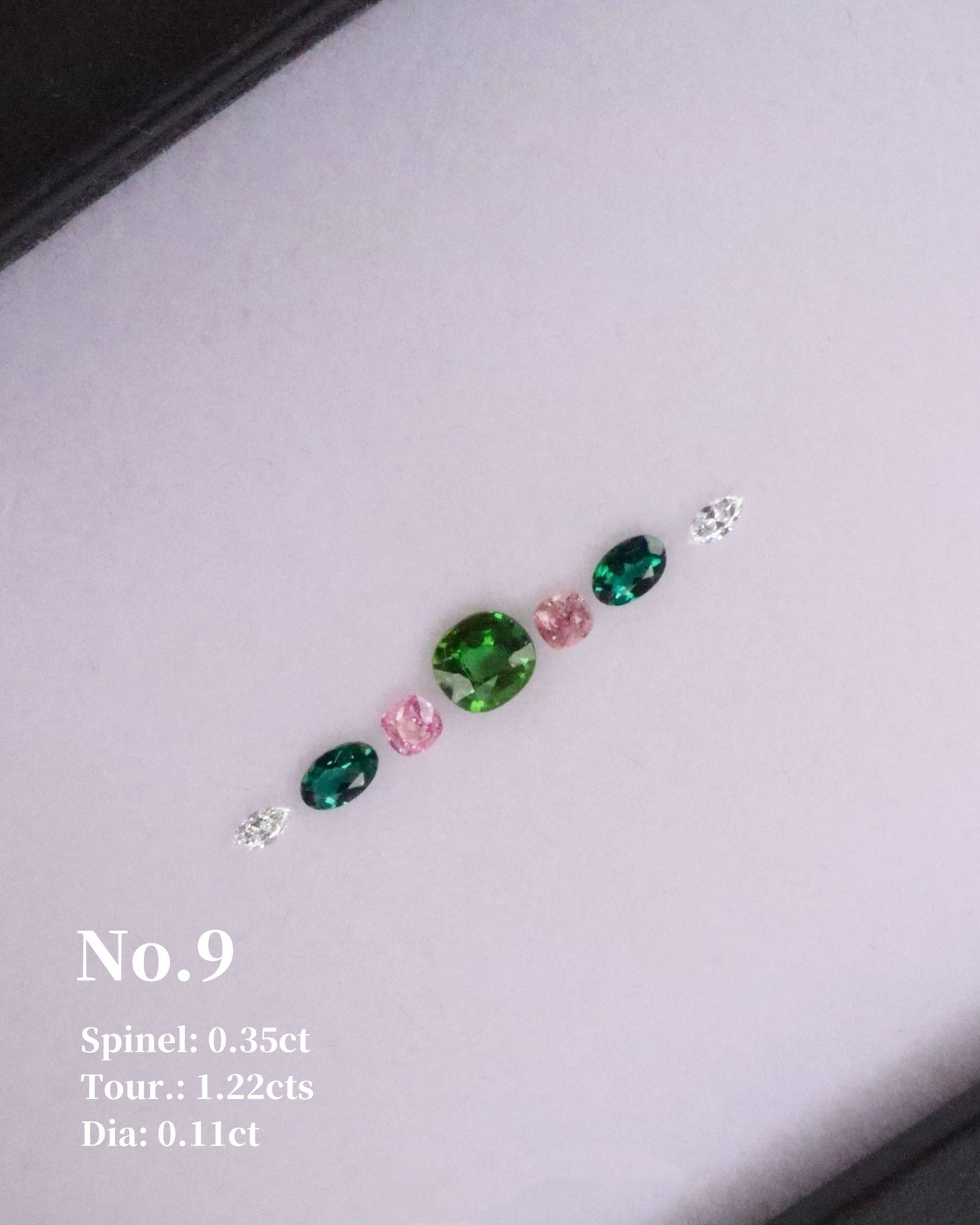No.9 Tourmaline (1.22cts) Spinel (0.35ct) & Diamond (0.11ct) Compass Bangle handmade fine jewelry