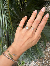 Old Mine Diamond Cushion engagement Ring 18k gold on model 2