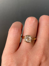 Old Mine Diamond Cushion Ring 18k gold engagement ring on model
