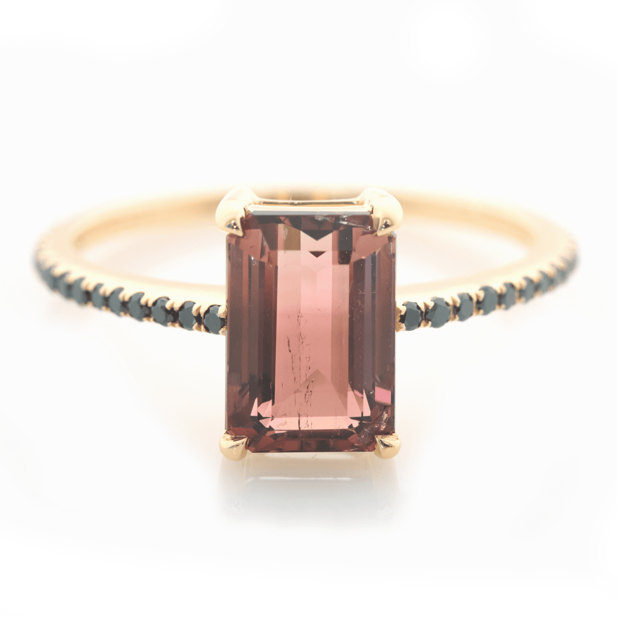 Ombré Tourmaline Protection Bar Ring 18k gold engagement ring 