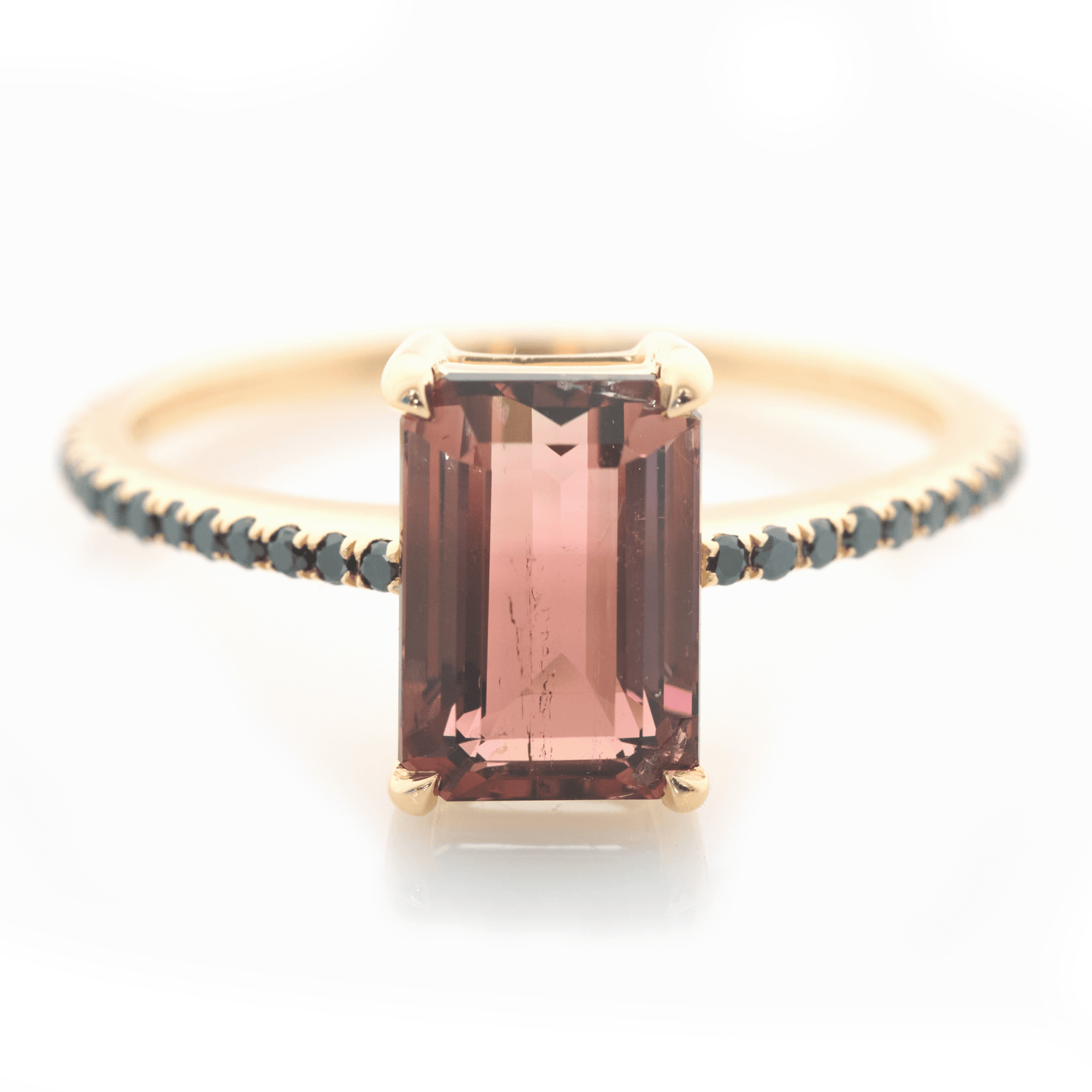 Ombré Tourmaline Protection Bar Ring 18k gold engagement ring 