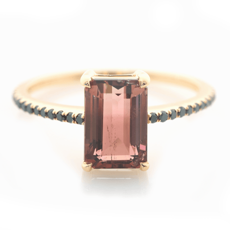 Ombré Tourmaline Protection Bar Ring 18k gold engagement ring 