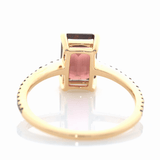 Ombré Tourmaline Protection Bar Ring 18k gold engagement ring back view