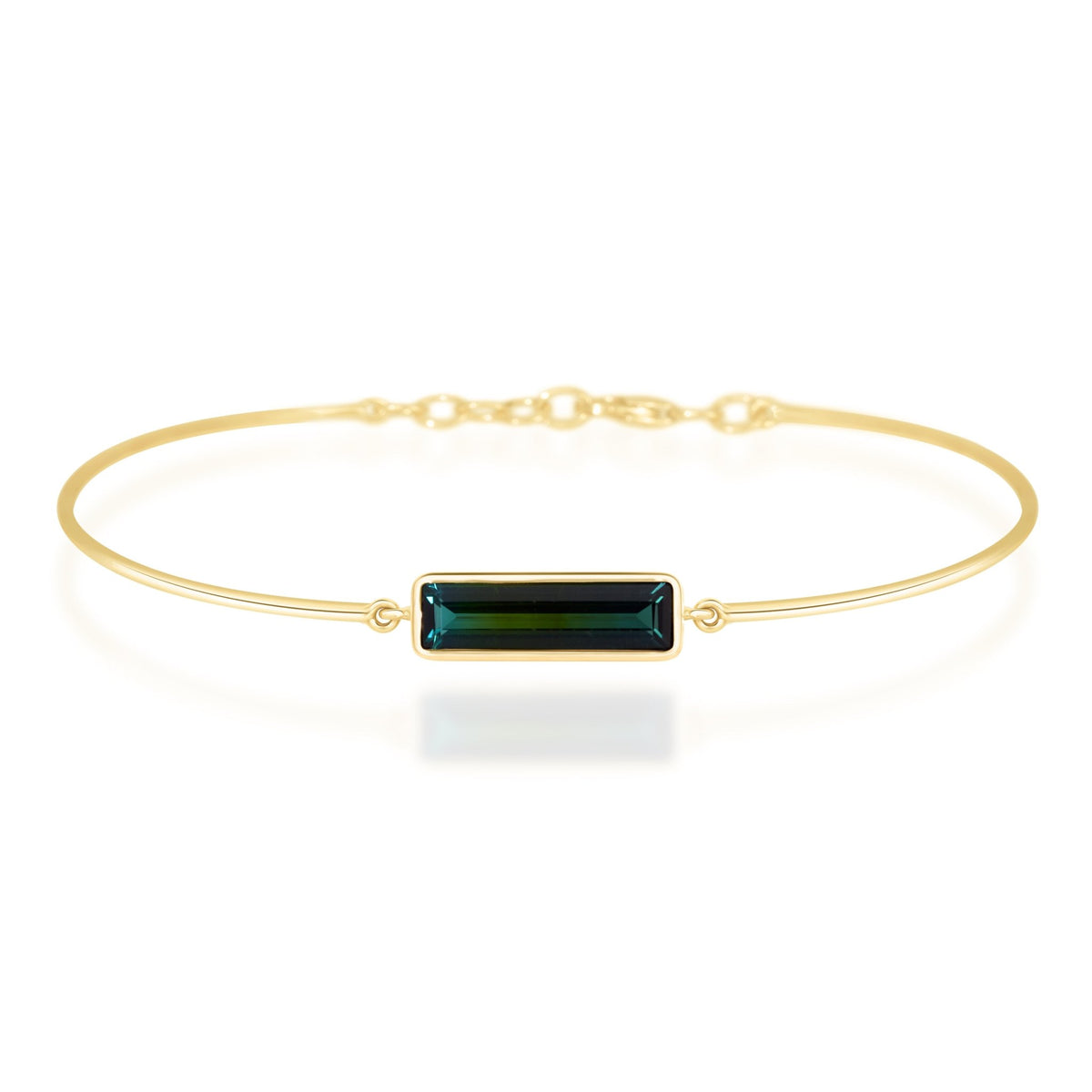 Ombre Lagoon Tourmaline Bar Bangle 18k gold  Stackable design