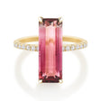 Ombre Pink Tourmaline Ring 18K Gold Engagement Ring