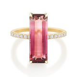Ombre Pink Tourmaline Ring 18K Gold Engagement Ring