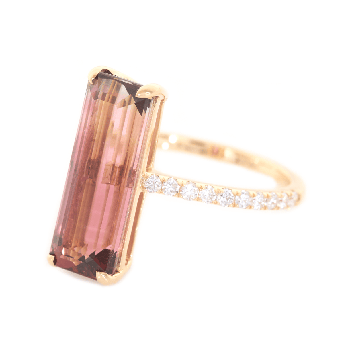 Ombre Pink Tourmaline Ring 18K Gold Engagement Ring 1