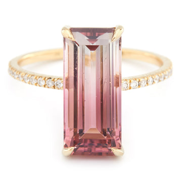 Ombré pink Tourmaline& Diamond Ring