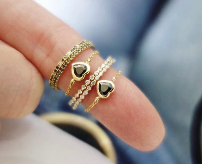 Onyx Heart Chain Ring – YI COLLECTION