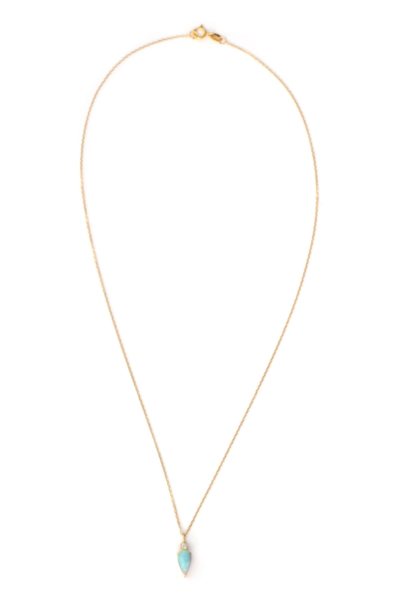 Opal & Diamond Arrow Necklace 18k gold handmade fine jewelry